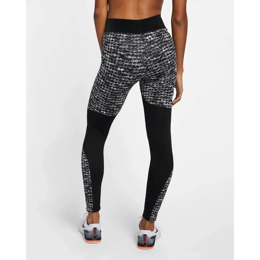 Nike Pro Hyperwarm Black & White Funnel-Neck Pullover & Leggings Set Women's XS